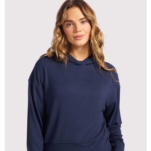 NUUDS Slinky Rib Hoodie in Navy